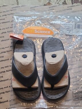 Men's Black Flip-Flop Sandals - Comfort Footbed Unisex M4 Or W6